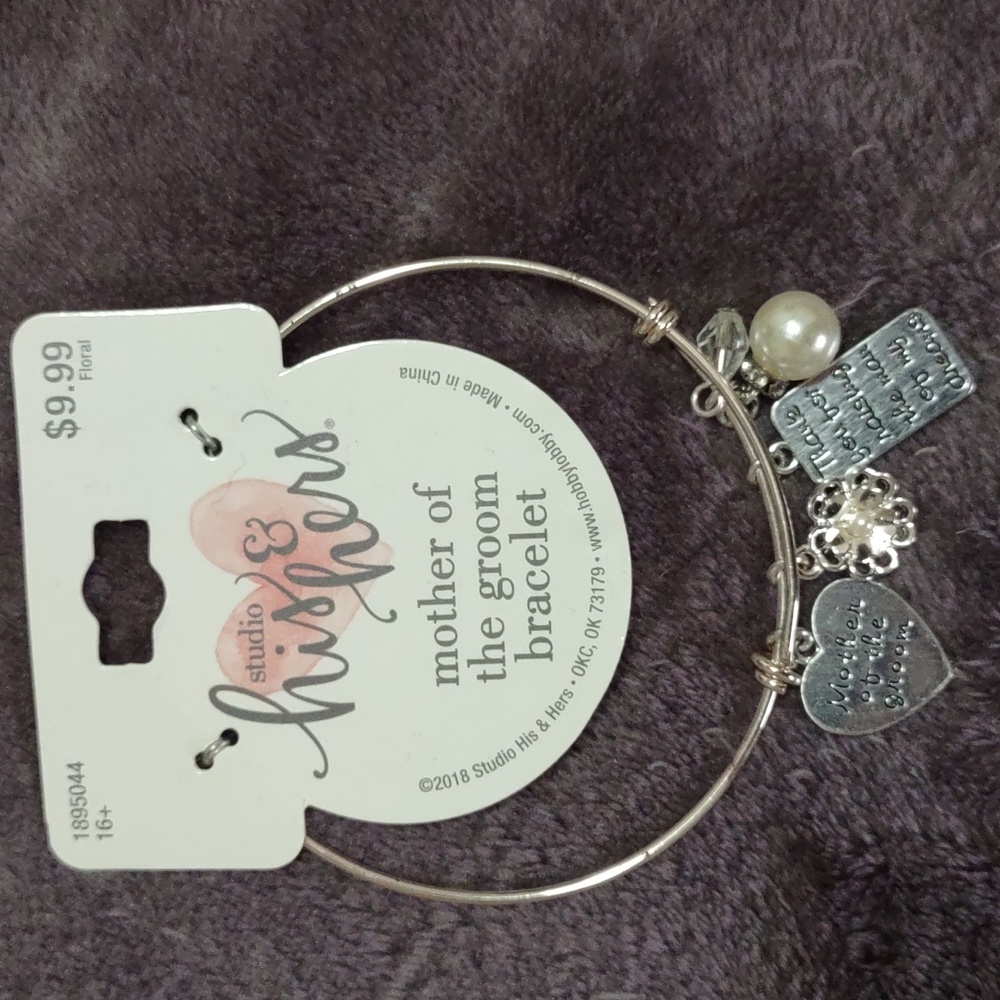 Silver Mother of the Groom Bracelet with Charms